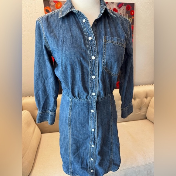 VERONICA BEARD Keston Snap-Front Denim Shirt Dress 4 - Picture 4 of 13